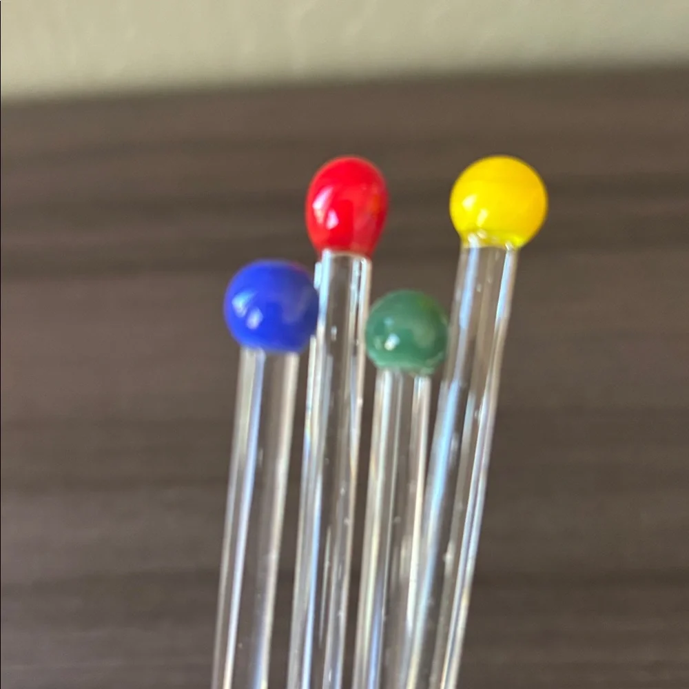 Pier 1‎ Blown Glass Multicolored Swizzle Sticks Set of 4